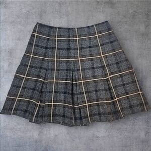 Vintage‎ Y2K Express Gray Plaid Pleated Mini Skirt Academia Size 9/10  H58